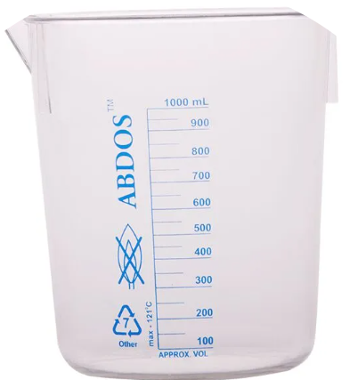 Beakers Without Handle, TPX, 500 ml, 128 mm, No. Per Case- 6