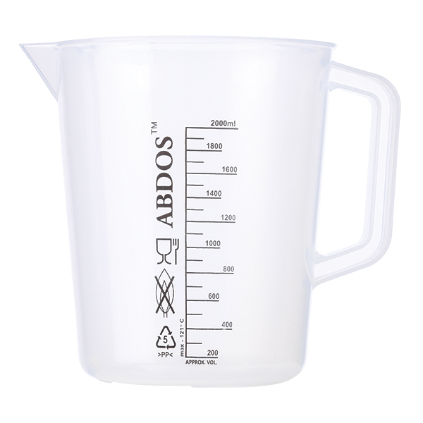 Beakers With Handle, PP, 2000 ml, 192 mm, No. Per Case- 4