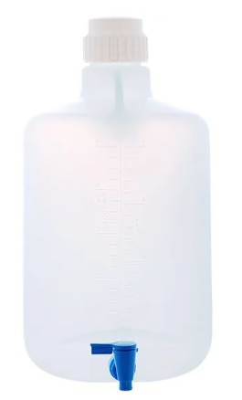 Carboy with stopcok PP, Capacity, lt-10 LTS, Mouth Diameter, mm-63.8, Height, mm-378, No. Per Case-1
